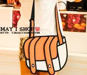 FREE SHIPPING 2D Orange Cartoon Messenger Shoulder Bag for Women Girl Canvas Fashion
