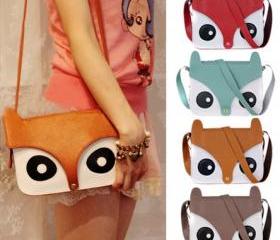 FREE SHIPPING Cute retro owl fox shoulder messenger hand bag